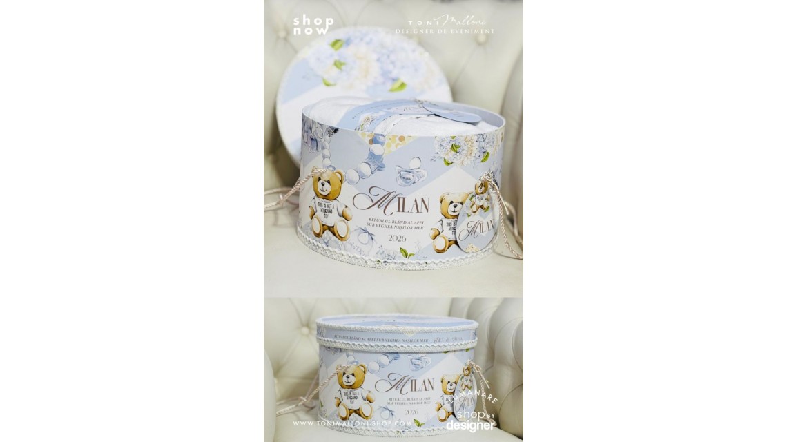 Set prima băiță după botez băiat cu ursuleți Moschino Toy Ritualul blând al apei 4